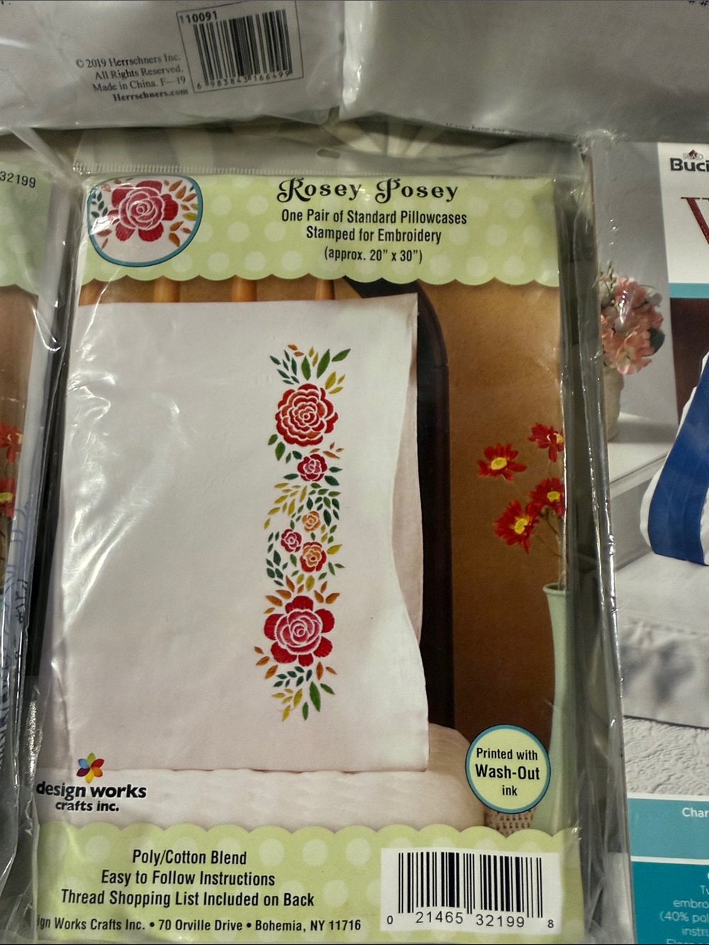NIP Large Lot of Stamped Pillow Case Pairs - 20 Total for Embroidery plus extras - Picture 7 of 12